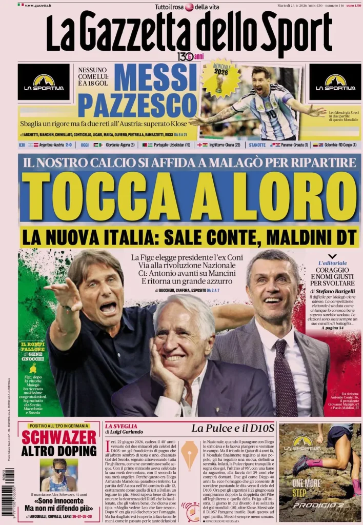 Today’s Papers: Malago election reaction as Conte & Maldini linked with national team