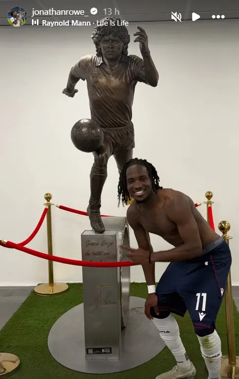 England U21 Euro winner Rowe poses with Maradona statue after winning goal vs. Napoli – picture