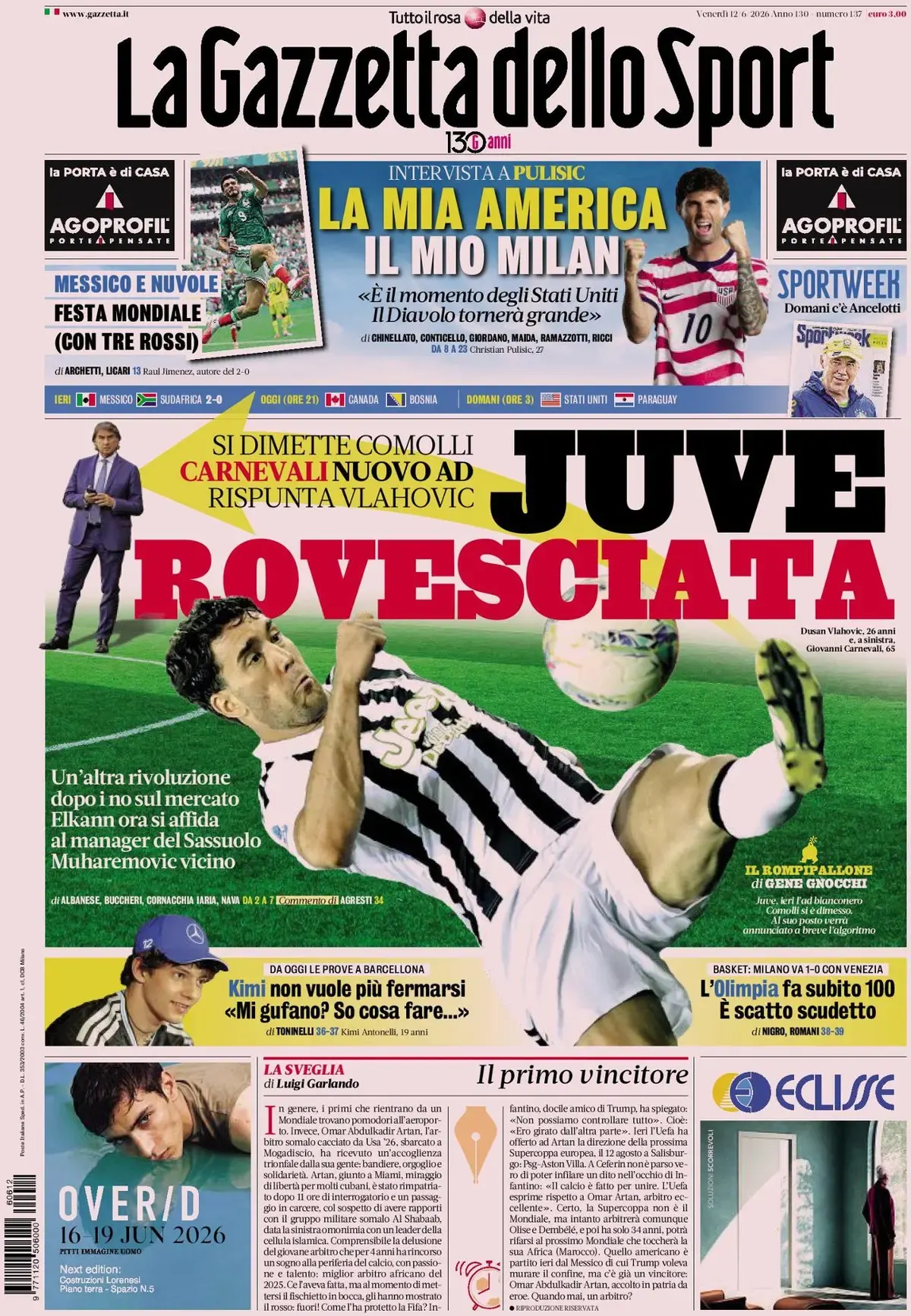 Today’s Papers – New Juventus revolution, Italy’s World Cup regret
