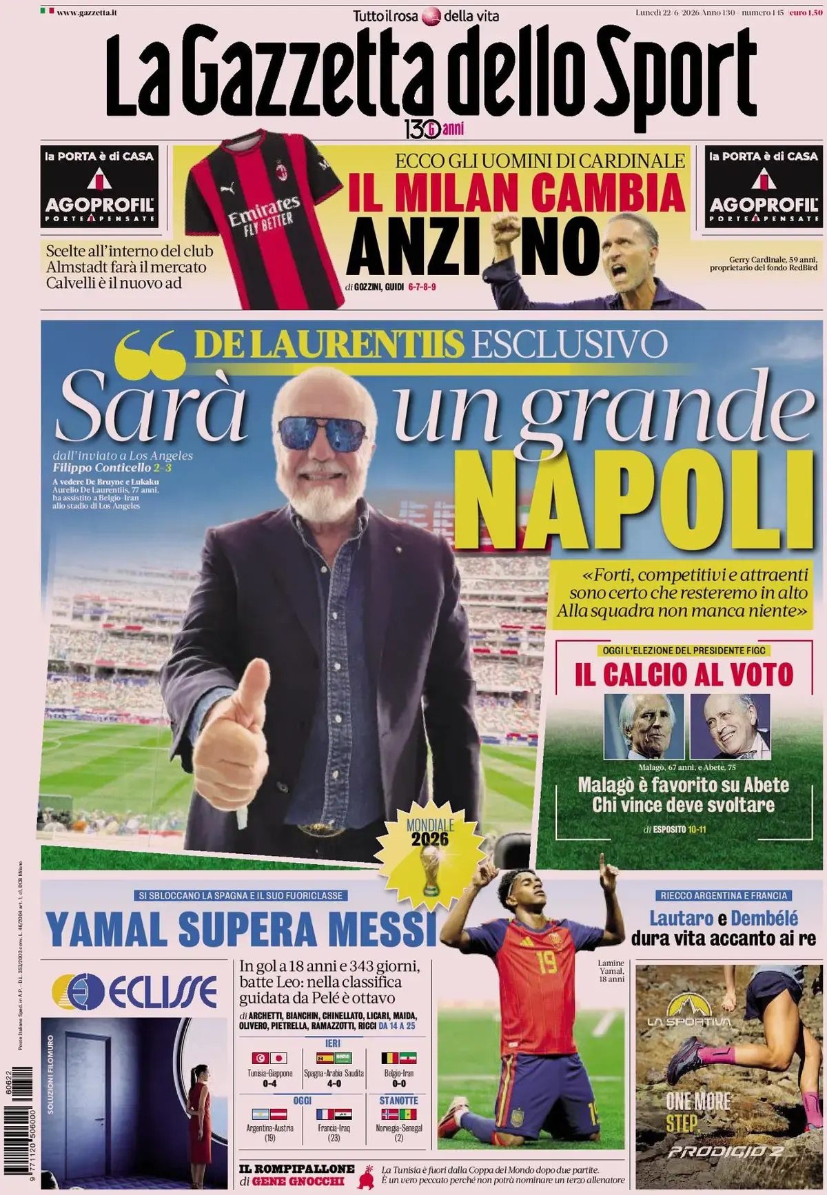 Today’s Papers: FIGC elections, Paz attack, Milan directors