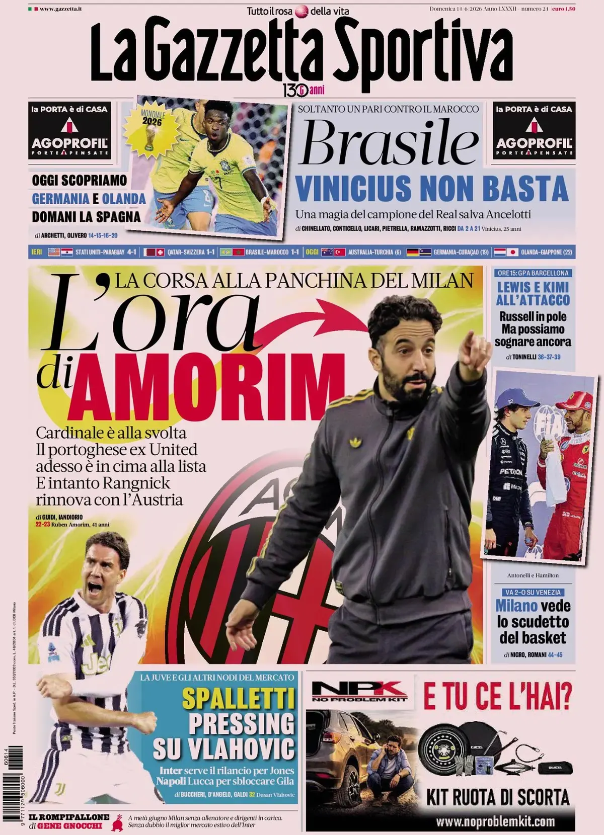 Today’s Papers - Amorim’s time for Milan, Juventus still have Vlahovic hope