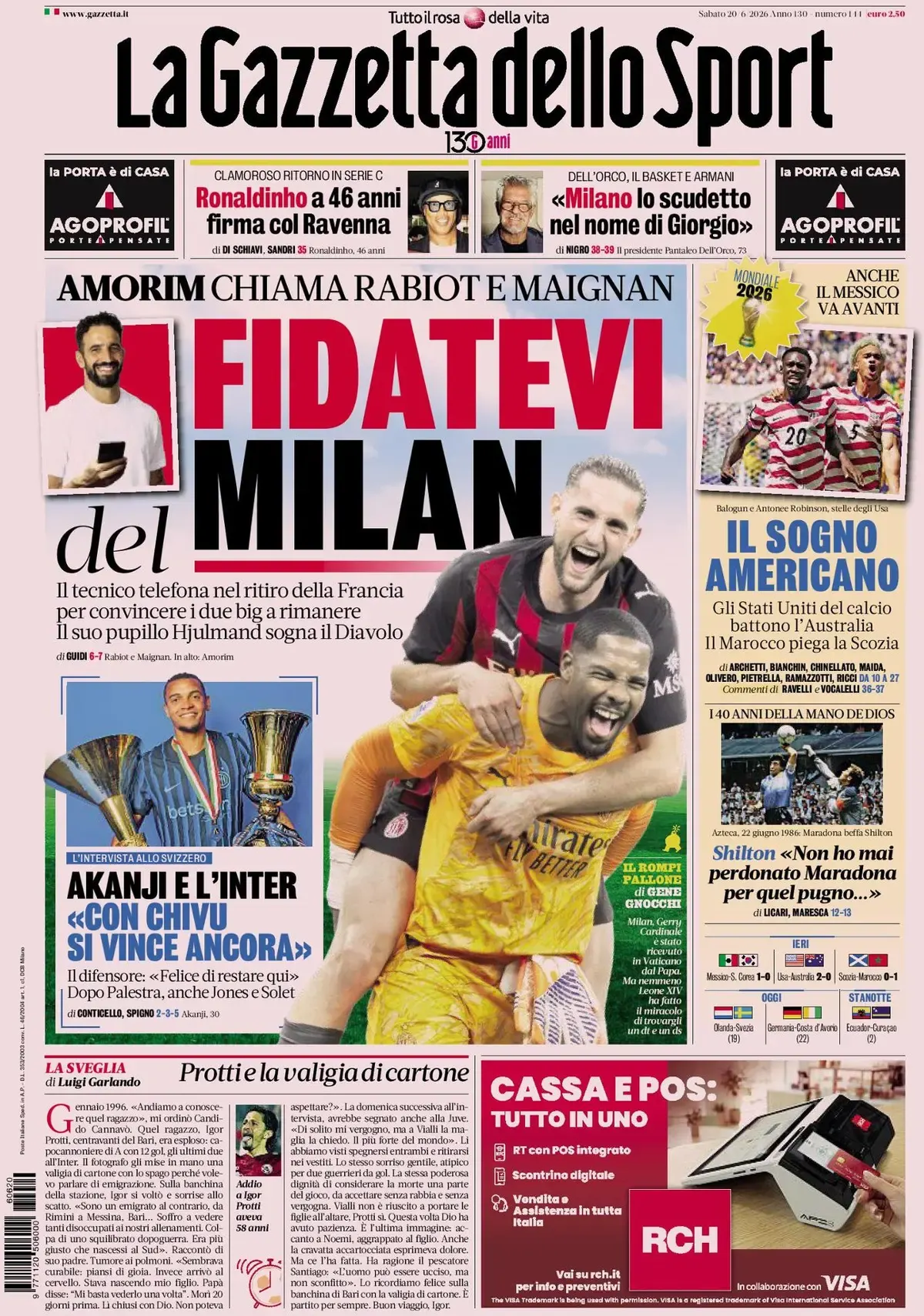 Today’s Papers - Inter move for Paz, Amorim calls Milan stars