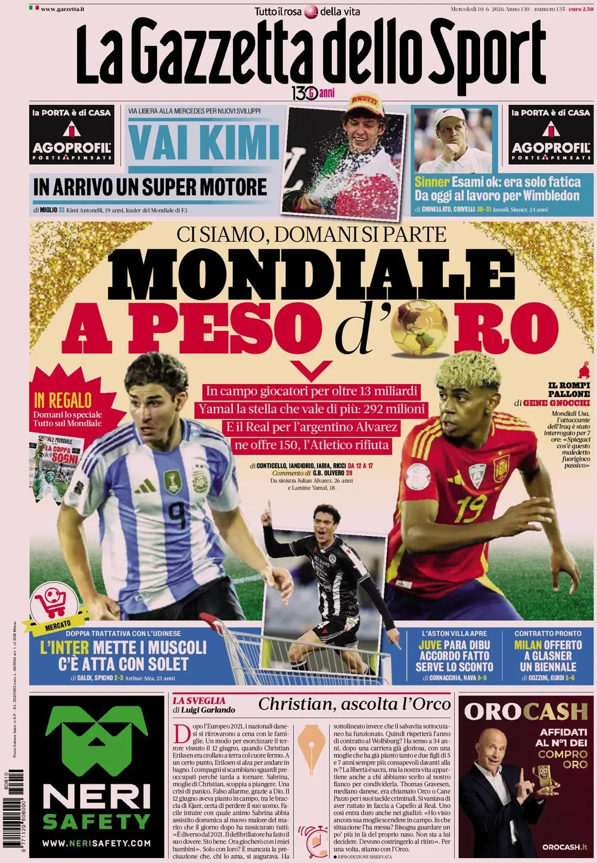 Today’s Papers – Palestra’s assist for Inter, Juventus agreement with Dibu Martinez