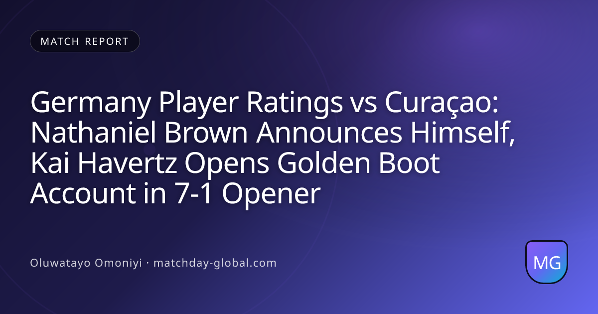 Germany Player Ratings vs Curaçao: Nathaniel Brown Announces Himself, Kai Havertz Opens Golden Boot Account in 7-1 Opener